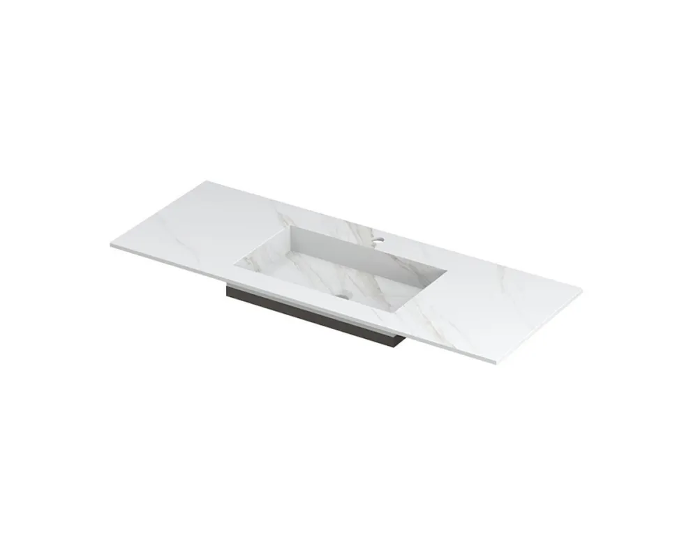 POST Wastafel met enkele wasbak in keramische slab met schuinaflopende envelop bodem | 120 x 45 x 1 wasbak midden Koopje