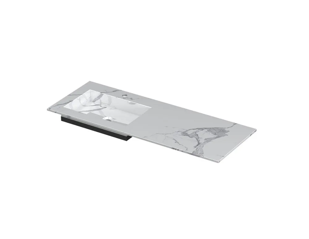 POST Wastafel met enkele wasbak in keramische slab met schuinaflopende envelop bodem | 120 x 45 x 1 wasbak links Express Levering