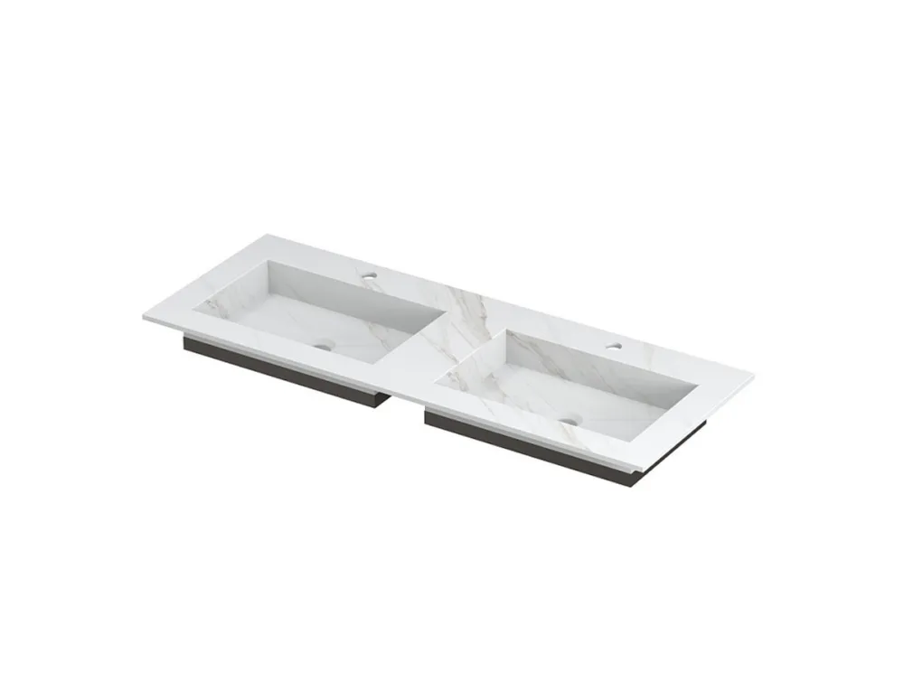 Speciale Aanbieding POST Wastafel met enkele wasbak in keramische slab met schuinaflopende envelop bodem | 120 x 45 x 1 wasbak dubbel