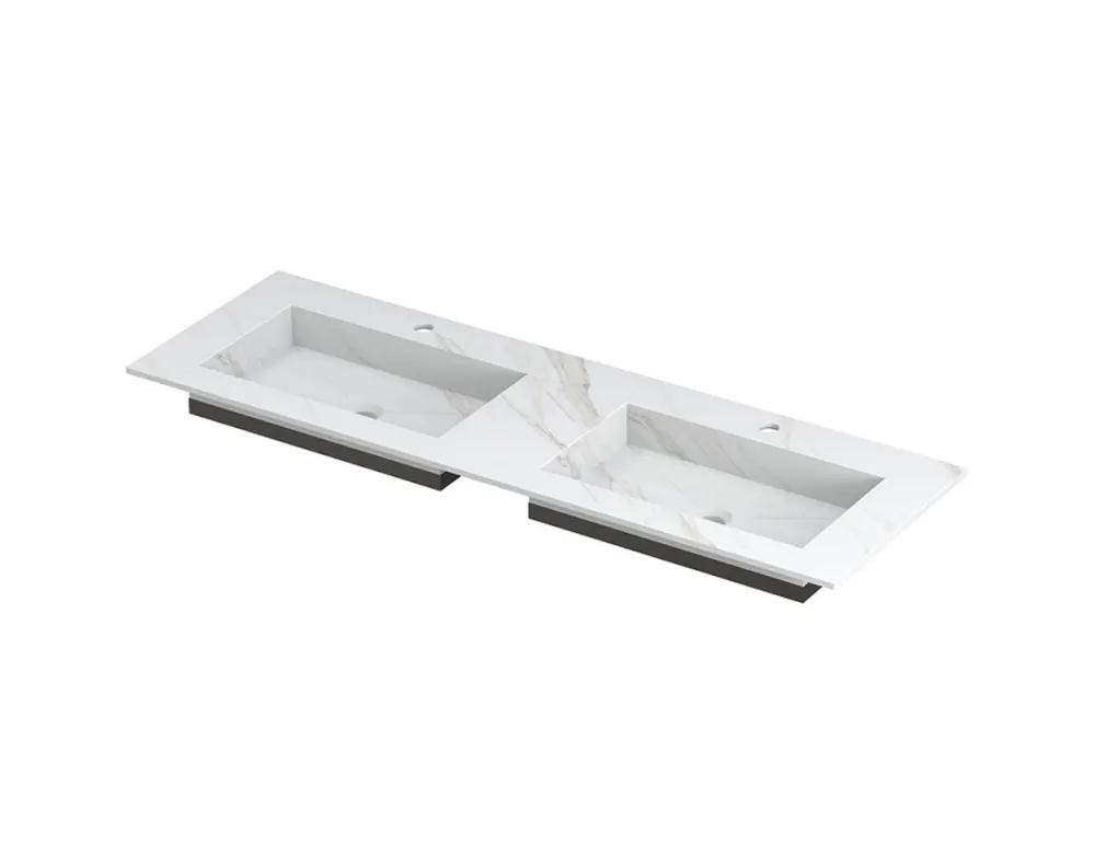 POST Wastafel met enkele wasbak in keramische slab met schuinaflopende envelop bodem | 140 x 45 x 1 wasbak dubbel Exclusieve Aanbieding
