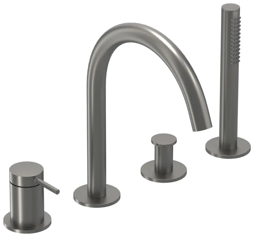 IVY kraan | BOND Badrandcombinatie 4-gats Bladmontage - Geborsteld Metal Black PVD Gecertificeerd