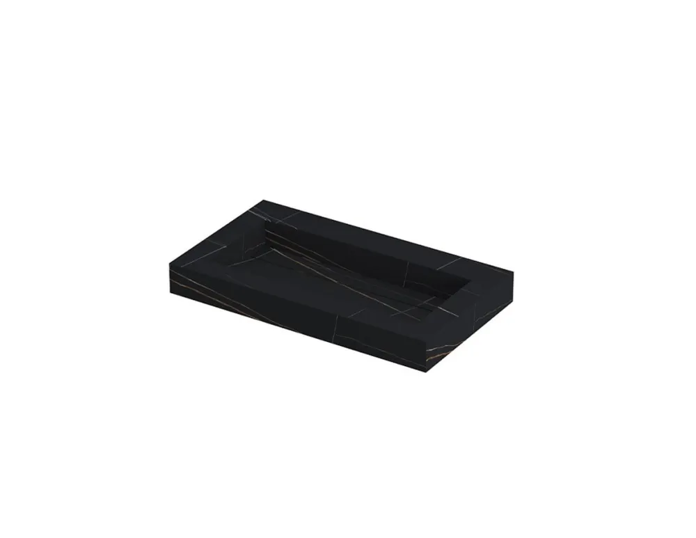 Wastafel met Keramische Slab, Schuinaflopende Wasbak, en Chroom Plug | 60x45x9 cm Direct Verzonden