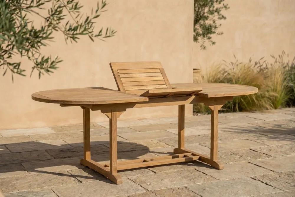 Betrouwbaar Uitschuifbare Tuintafel Teakhout | Ovaal | 180-240x100x75