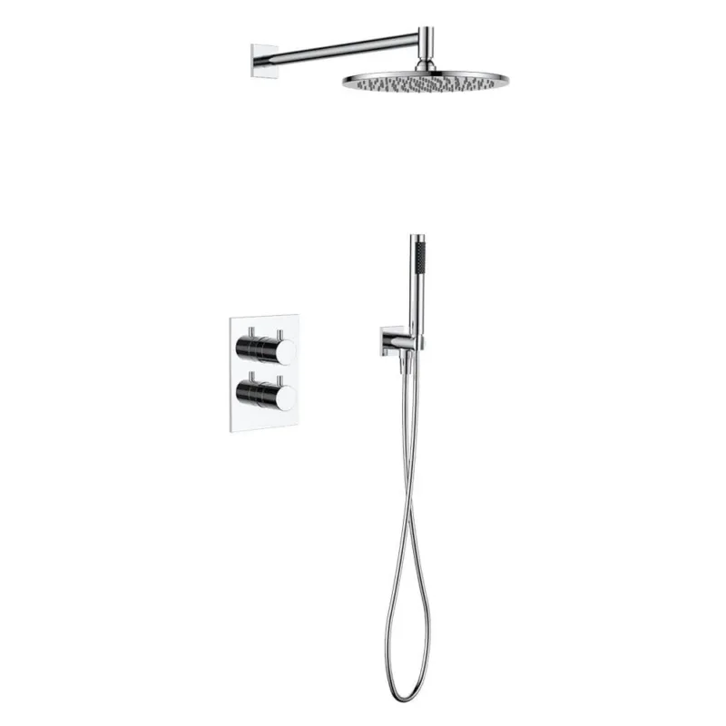Regn complete thermostatische regendouche inbouwset met rechthoekig bedieningselement Chroom Beperkt Aanbod