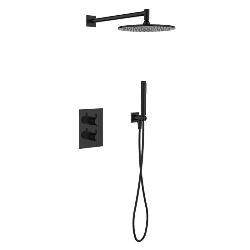 Regn complete thermostatische regendouche inbouwset met rechthoekig bedieningselement Gun metal black Bestseller