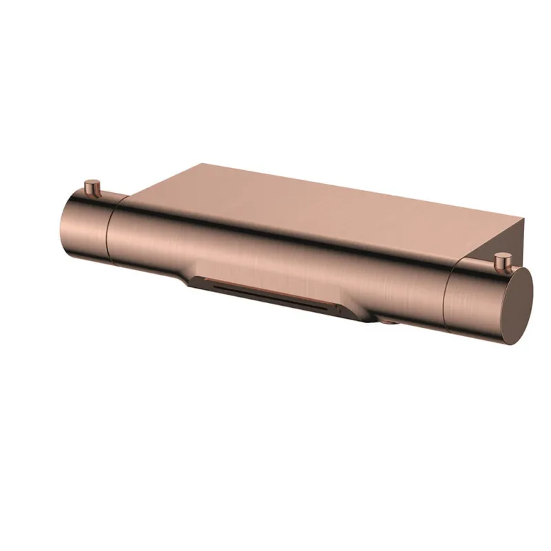 Merkproduct Regn thermostatische badmengkraan met watervaluitloop Geborsteld koper