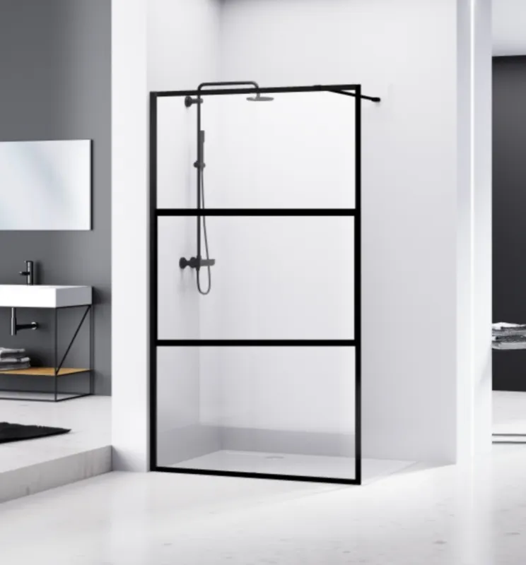 Van Rijn Products ST04M3 inloopdouche 120cm horizontaal raster zwart Actieprijs