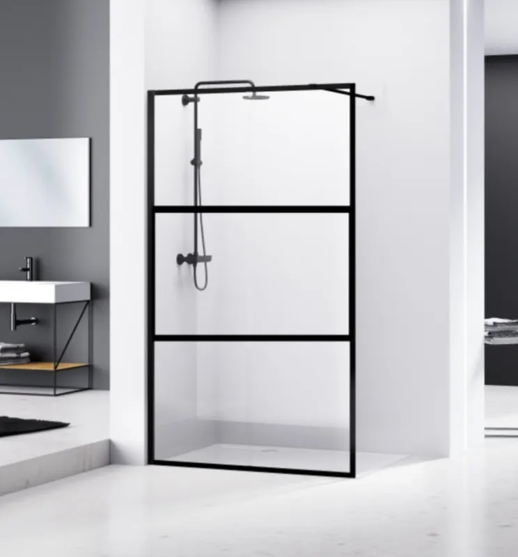 Van Rijn Products ST04M3 inloopdouche 90cm horizontaal raster zwart Laatste Versie