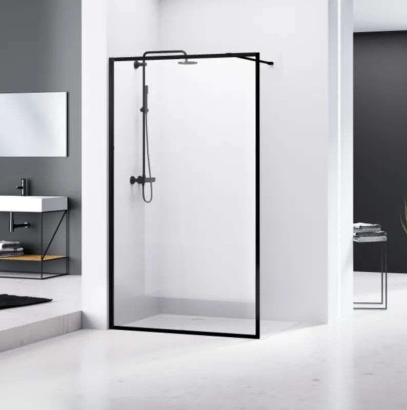 Van Rijn Products ST04KP inloopdouche 90cm omkaderd zwart Hoge Kwaliteit