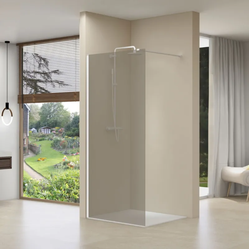 Van Rijn Products ST01MGR inloopdouche 90cm rookglas - wit Express Levering