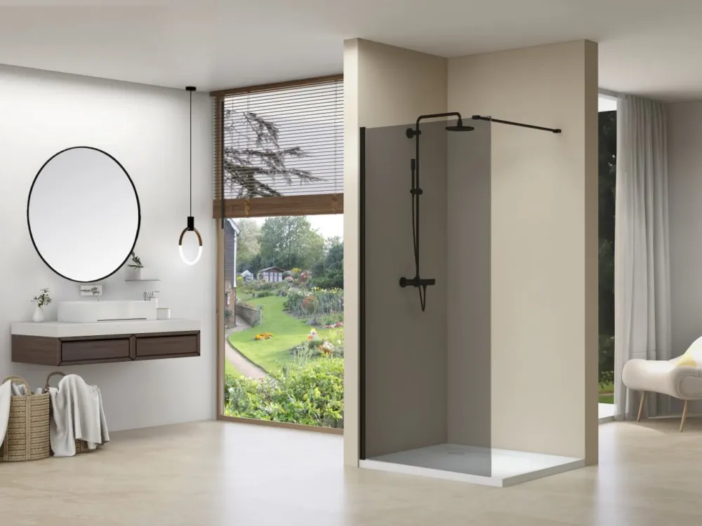 Veilige Betaling Van Rijn Products ST01MGR inloopdouche 120cm rookglas - zwart