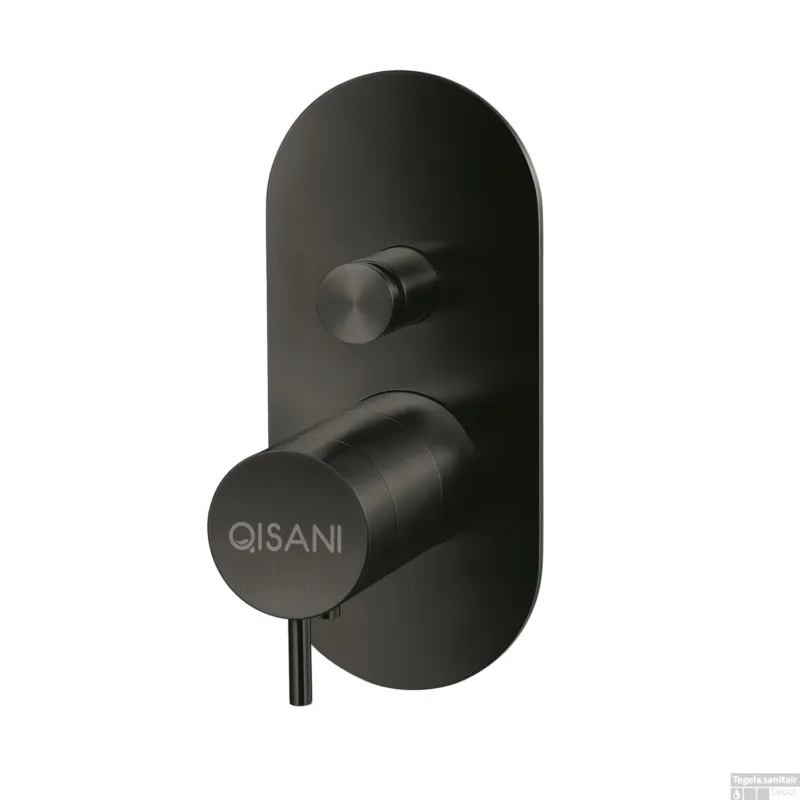 Inbouwkraan Qisani Flow Thermostatisch 2-weg Ovaal Geborsteld Mat Zwart Lage Prijs