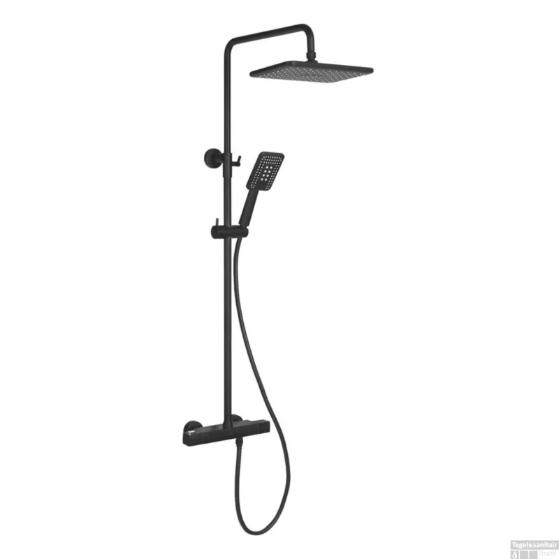 Shop Nu Regendoucheset Opbouw Sapho Spy Thermostaatkraan 29x19 cm Mat Zwart