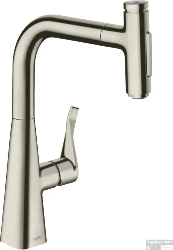 Lage Prijs Hansgrohe Metris Select M71 M7117-H240 ééngreeps keukenmengkraan met uittrekbare vuistdouche, rvs look