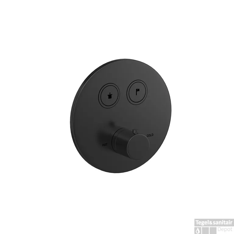 Douchethermostaat Hotbath Cobber Inbouw 2 Pushbuttons Geborsteld Zwart PVD (excl. inbouwdeel) Hoge Kwaliteit