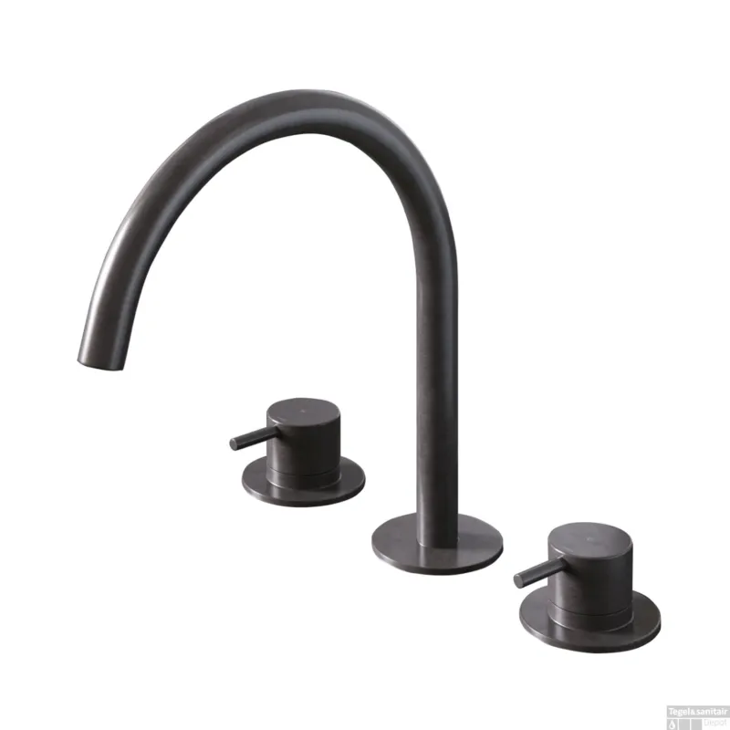 Flitsaanbieding Wastafelmengkraan Hotbath Cobber 3 gats 2-hendel Gebogen 26.1 cm Verouderd IJzer