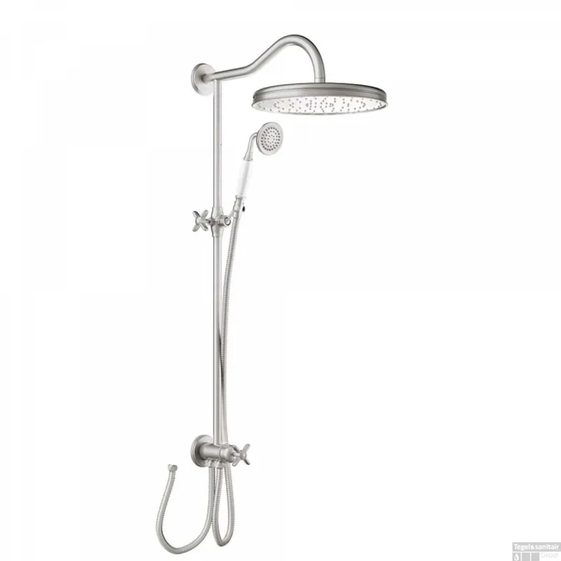 Beperkte Voorraad Regendoucheset Tres Opbouw Clasic Incl. Handdouche Kruisgreep RVS