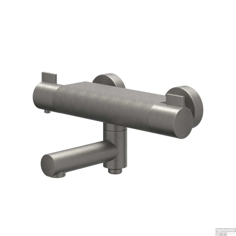 Laatste Kans Badthermostaatkraan IVY Pact Opbouw Omstel Met Draaibare Baduitloop Met Omstel Cooltouch Geborsteld Metal Black PVD