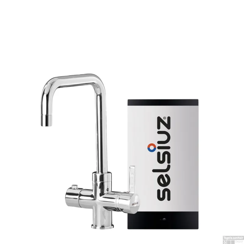 Alleen Vandaag Kokendwaterkraan Selsiuz Haaks Chroom Inclusief Boiler (Keuze uit 3 boilers)