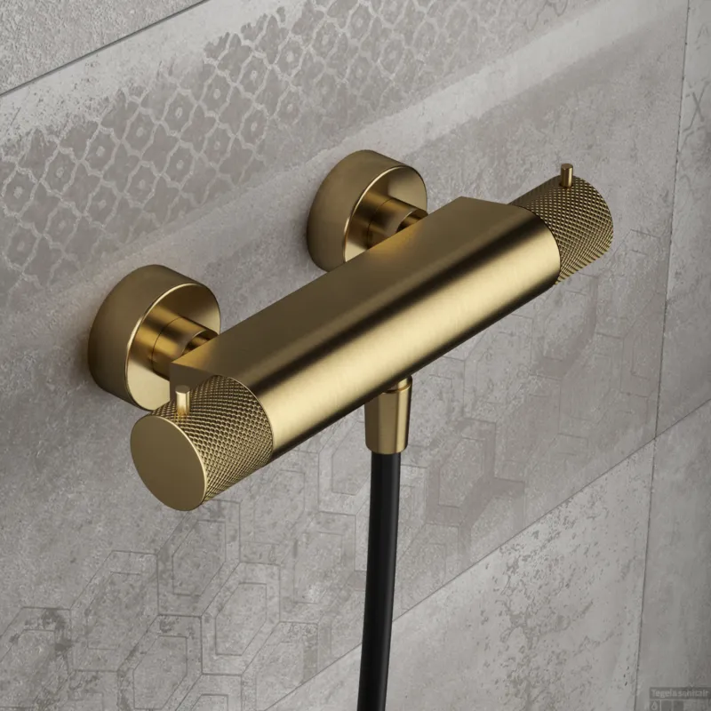 Superprijs Thermostatische Douchemengkraan Hotbath Cobber X Geborsteld Messing PVD