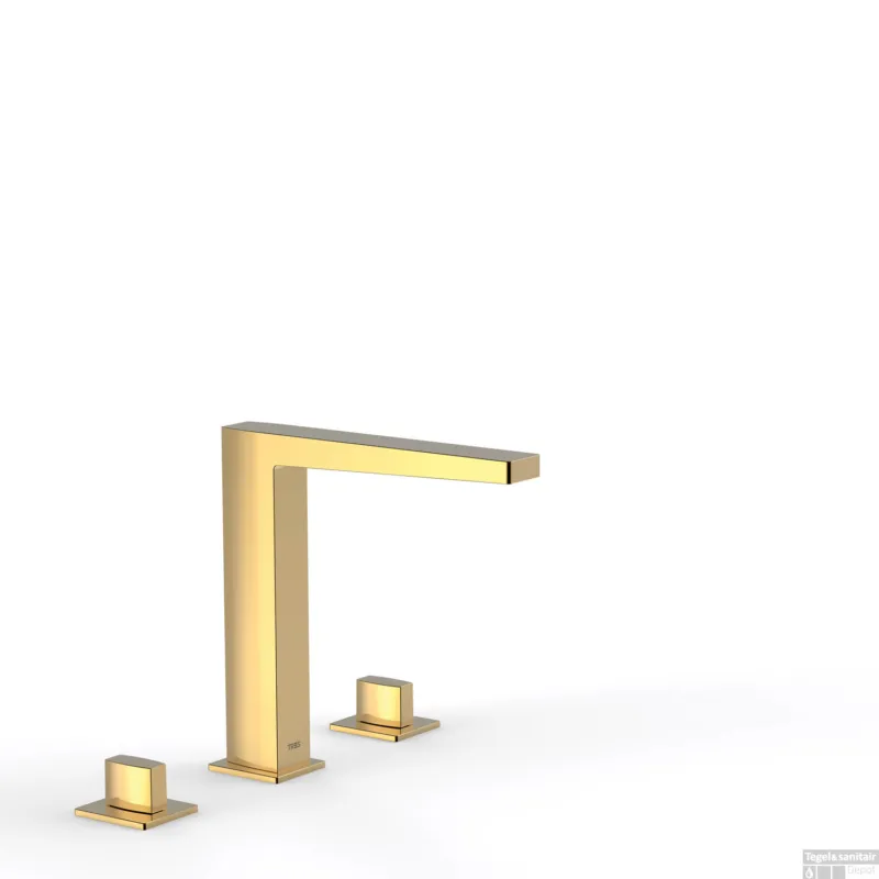 Wastafelmengkraan Tres Slim Exclusive 3-Gats met 2 Knoppen Goud Flitsaanbieding
