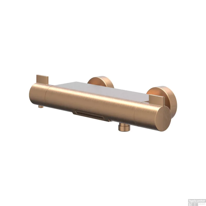 Badthermostaatkraan IVY Pact Opbouw Omstel Met Cascade Uitloop Met Omstel Cooltouch Geborsteld Mat Koper PVD Actieprijs