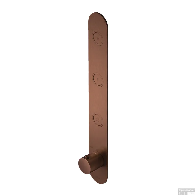 Douchethermostaat Hotbath Cobber Inbouw 3 Pushbuttons Geborsteld Koper PVD (excl. inbouwdeel) Beste Prijs
