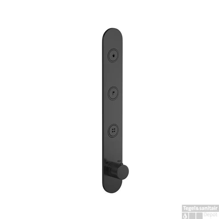 Exclusieve Aanbieding Douchethermostaat Hotbath Cobber Inbouw 3 Pushbuttons Geborsteld Zwart PVD (excl. inbouwdeel)