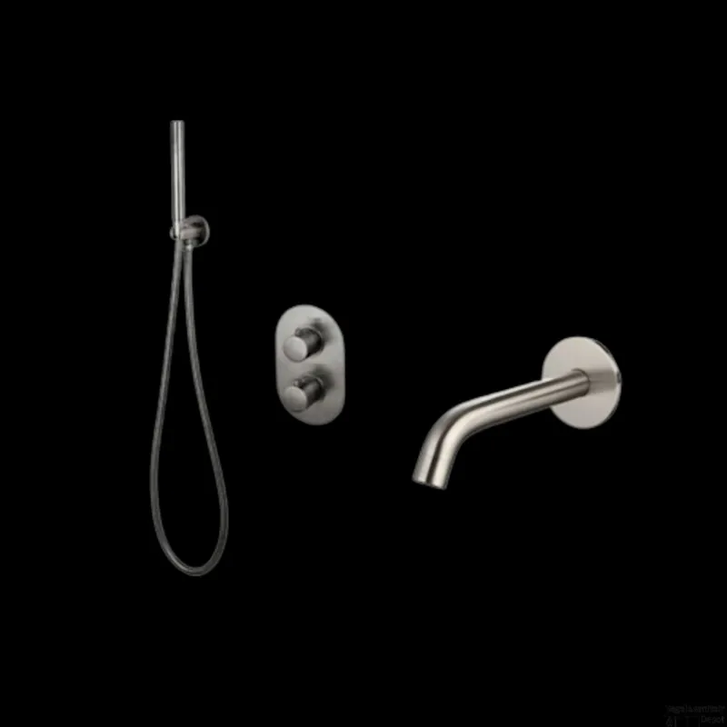 Badset Sanilux Rubb Inbouw Met Thermostaat, Doucheslang en Handdouche Gunmetal Gereduceerde Prijs