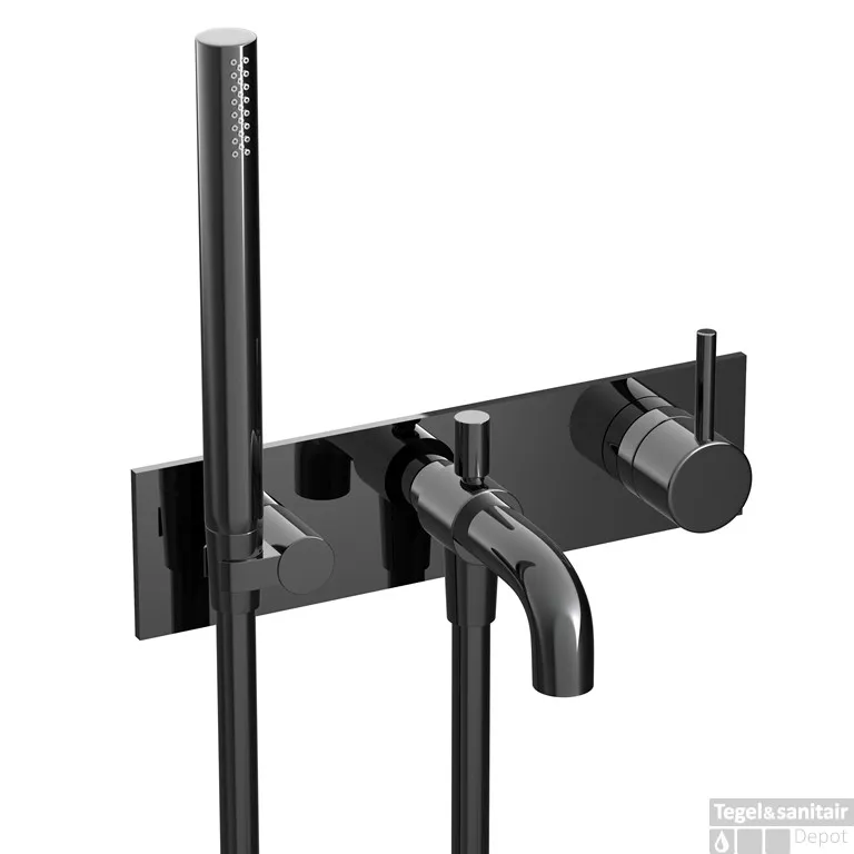Hotbath COBBER Afbouwdeel - Inbouw douche/badmengkraan, Gepolijst Zwart PVD (CB126EXTPBP) Gecertificeerd