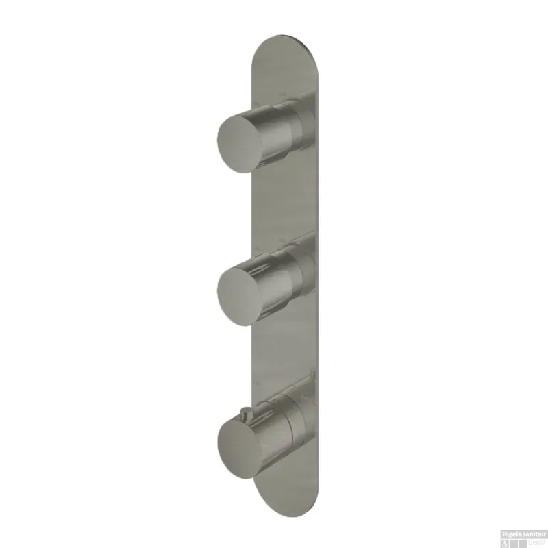 Gratis Retour Douchethermostaat Hotbath Buddy Inbouw 2 Stopkranen Verticaal Geborsteld Nikkel