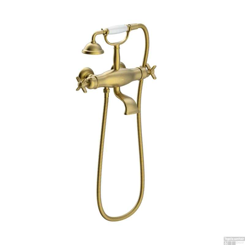 Thermostaat Bad/Douche Tres Clasic Incl Handdouche op Houder Verouderd Messing Mat Snelle Levering