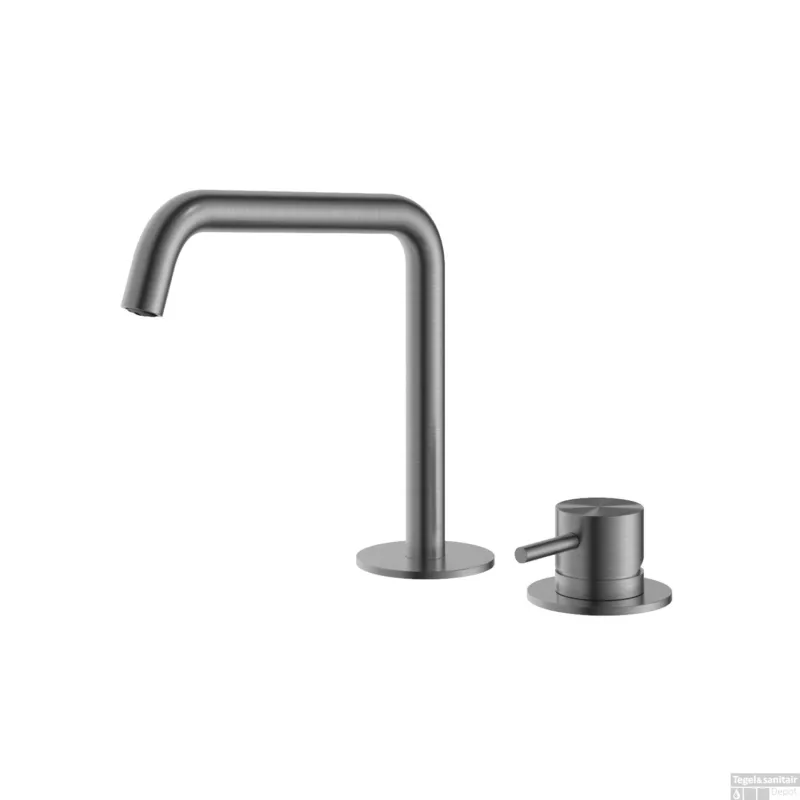 Flitsaanbieding Wastafelmengkraan Hotbath Archie 2 Gats Zonder Waste Geborsteld Gunmetal PVD