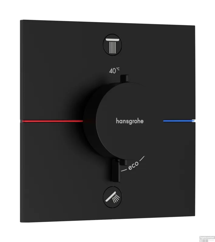 Laatste Versie Hansgrohe ShowerSelect Comfort E thermostaat inbouw voor 2 functies met geïntergreerde zekerheidscombinatie volgens EN1717, mat zwart