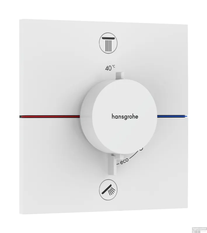 Hansgrohe ShowerSelect Comfort E thermostaat inbouw voor 2 functies met geïntergreerde zekerheidscombinatie volgens EN1717, mat wit Betrouwbaar