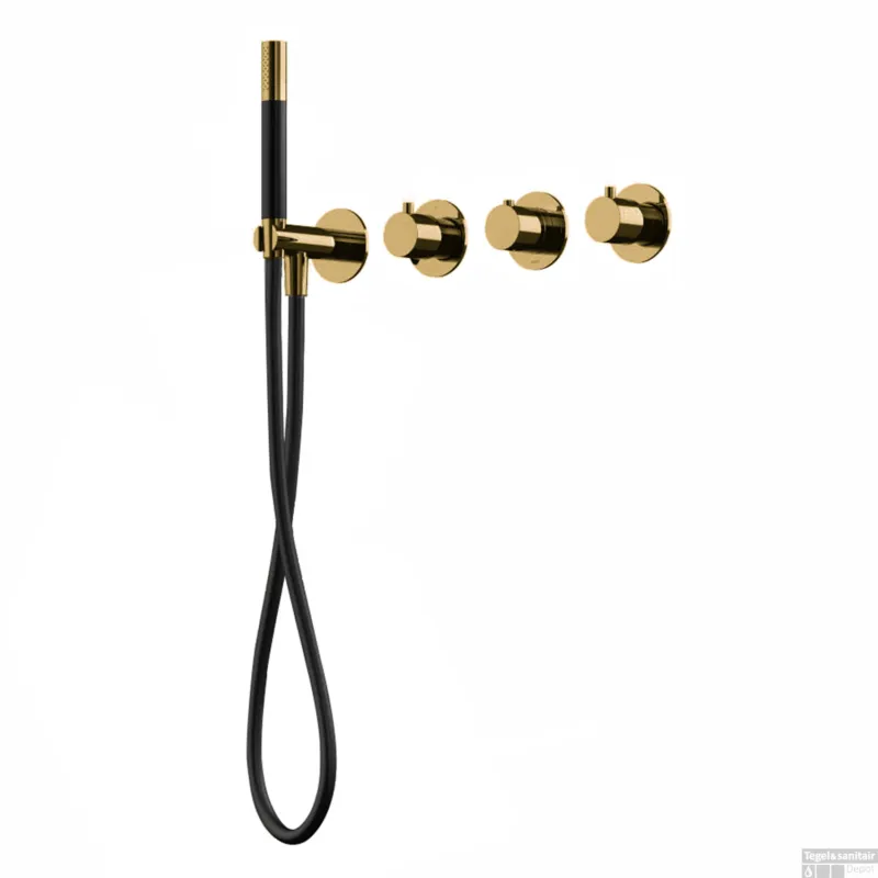 Premium Bad- en Douchethermostaat Hotbath Cobber Inbouw 2 Stopkranen Gepolijst Messing (excl. inbouwdeel) Living Colours
