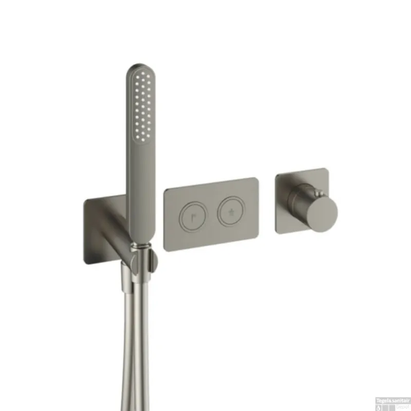 Speciale Aanbieding Inbouwkraan Hotbath Gal Thermostaatkraan met 2 Pushbuttons Geborsteld Nikkel PVD