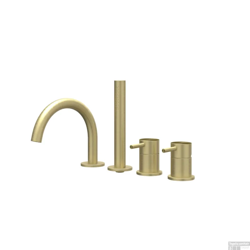 Favoriet Badrandcombinatie IVY Concord 4-gats Mengkraan Met Uittrekbare Handdouche Draaibare Uitloop RVS316 Geborsteld Mat Goud PVD