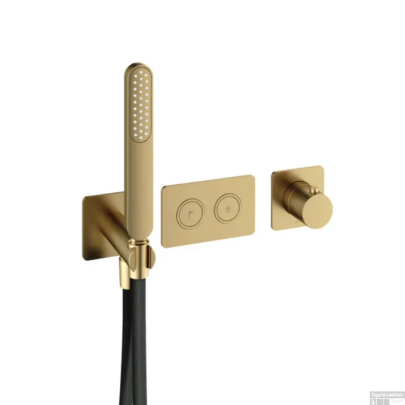 Snelle Levering Inbouwkraan Hotbath Gal Thermostaatkraan met 2 Pushbuttons Geborsteld Messing PVD