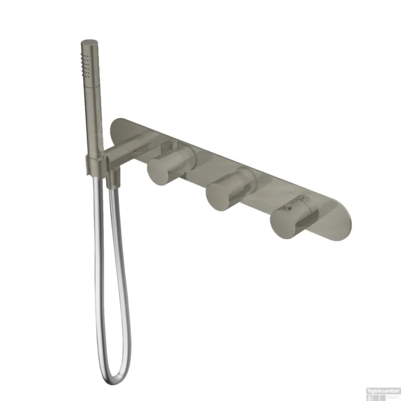 Must-Have Thermostaat Badkraan Hotbath Buddy Inbouw 2-stop Zonder Uitloop Geborsteld Nikkel