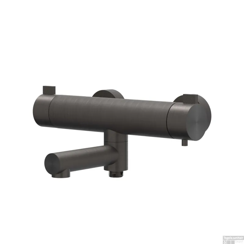 Weekendaanbieding Badthermostaatkraan IVY Tribe Opbouw Omstel Met Draaibare Baduitloop Met Omstel RVS316 Geborsteld Carbon Black PVD
