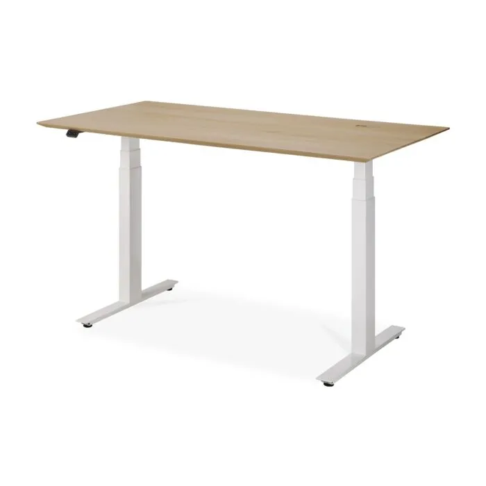Koop Online Ethnicraft Bok verstelbaar bureau-140x70 cm-Wit-Eikenhout