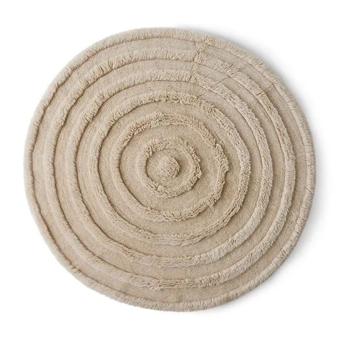 HKliving Round Woolen vloerkleed-Cream Gratis Retour