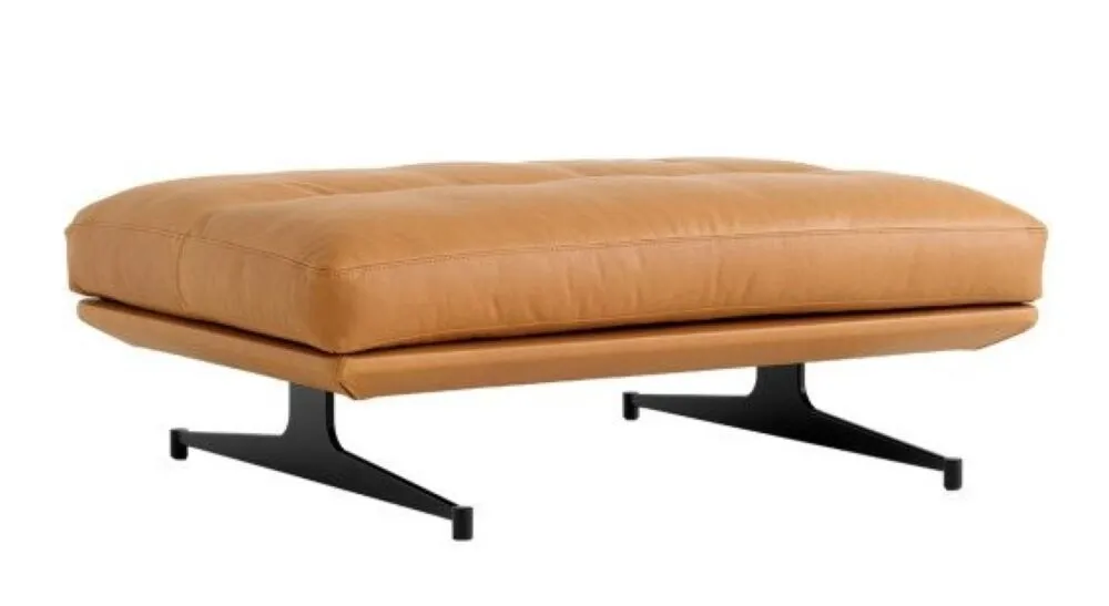 Betrouwbaar &tradition Inland AV32 pouf-Poten zwart-Noble Cognac leer