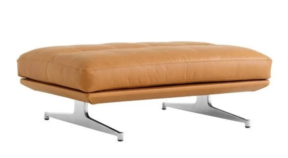 Laatste Versie &tradition Inland AV32 pouf-Poten aluminium-Noble Cognac leer