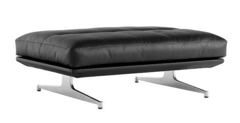 Express Levering &tradition Inland AV32 pouf-Poten aluminium-Noble Black leer