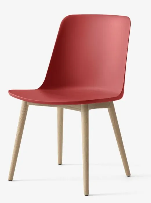 &Tradition Rely HW71 eetkamerstoel - Eiken onderstel-Vermilion Red Shop Nu