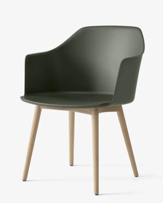 &Tradition Rely HW76 eetkamerstoel - Eiken onderstel-Bronze green Voordeelprijs