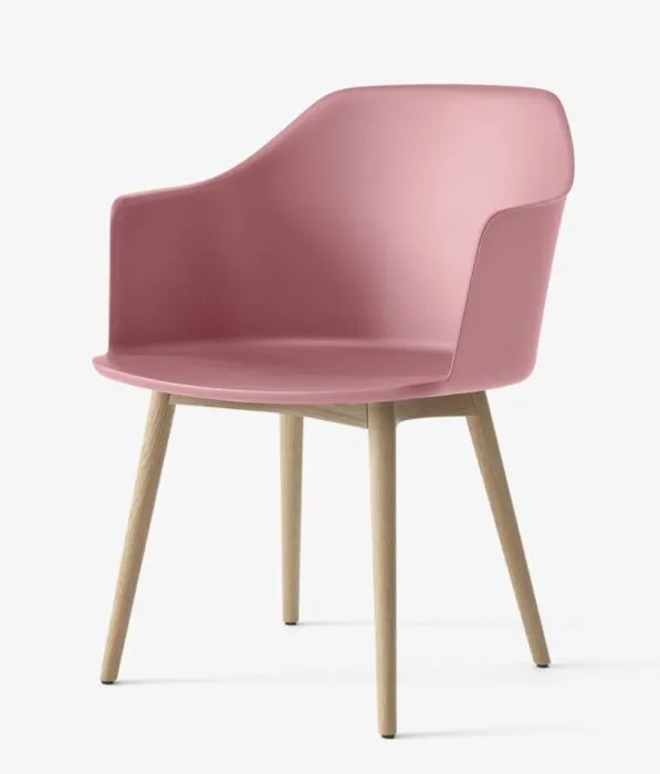Gereduceerde Prijs &Tradition Rely HW76 eetkamerstoel - Eiken onderstel-Soft Pink