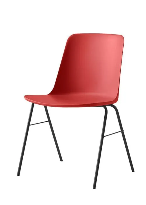 &tradition Rely HW26 stoel zwart onderstel-Vermilion Red Alleen Vandaag